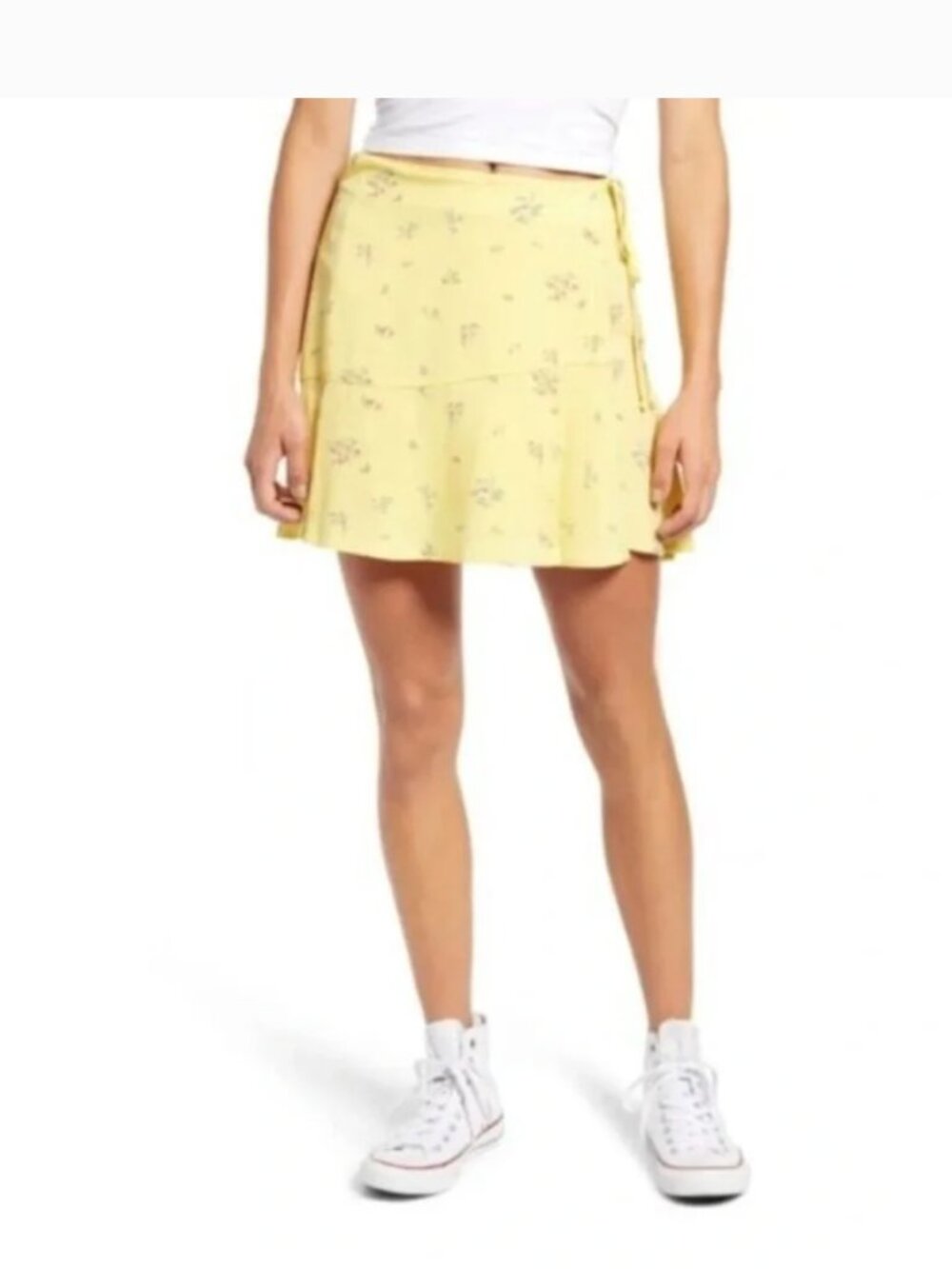 Ten Sixty Sherman Yellow Floral Wrap Skirt M